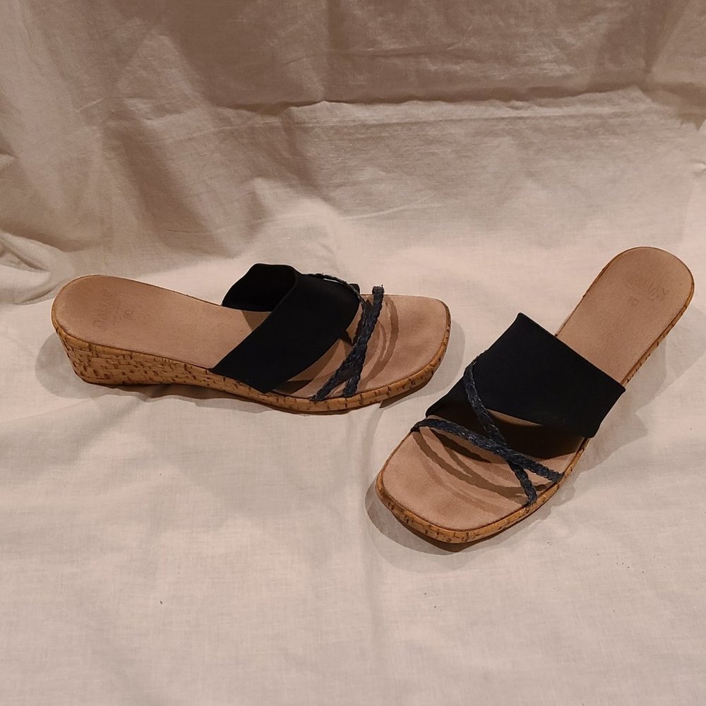 La Fustella Ladies Blue Cork Wedge Sandal